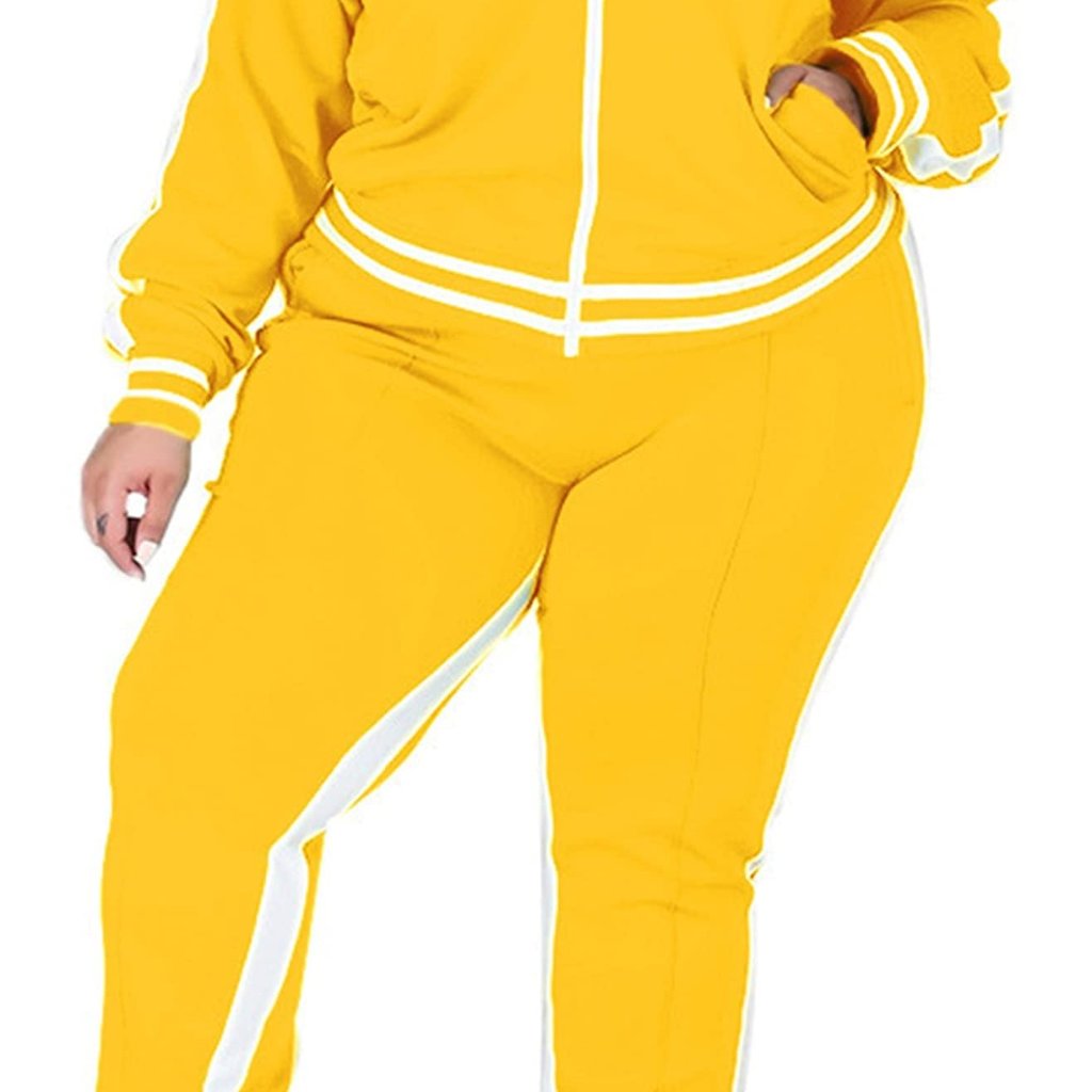 Plus Size Jogging Suit Set Y2k Retro Tracksuit Zip Up Jacket Sweatpants